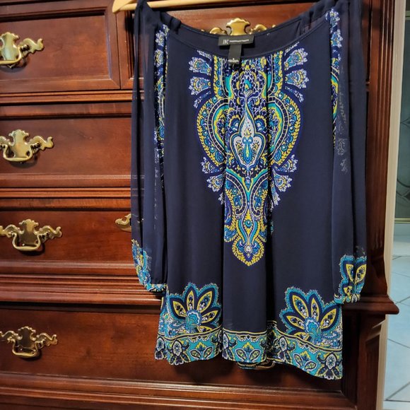 INC International Concepts Women's Cold Shoulder Top Blue - Picture 2 of 5